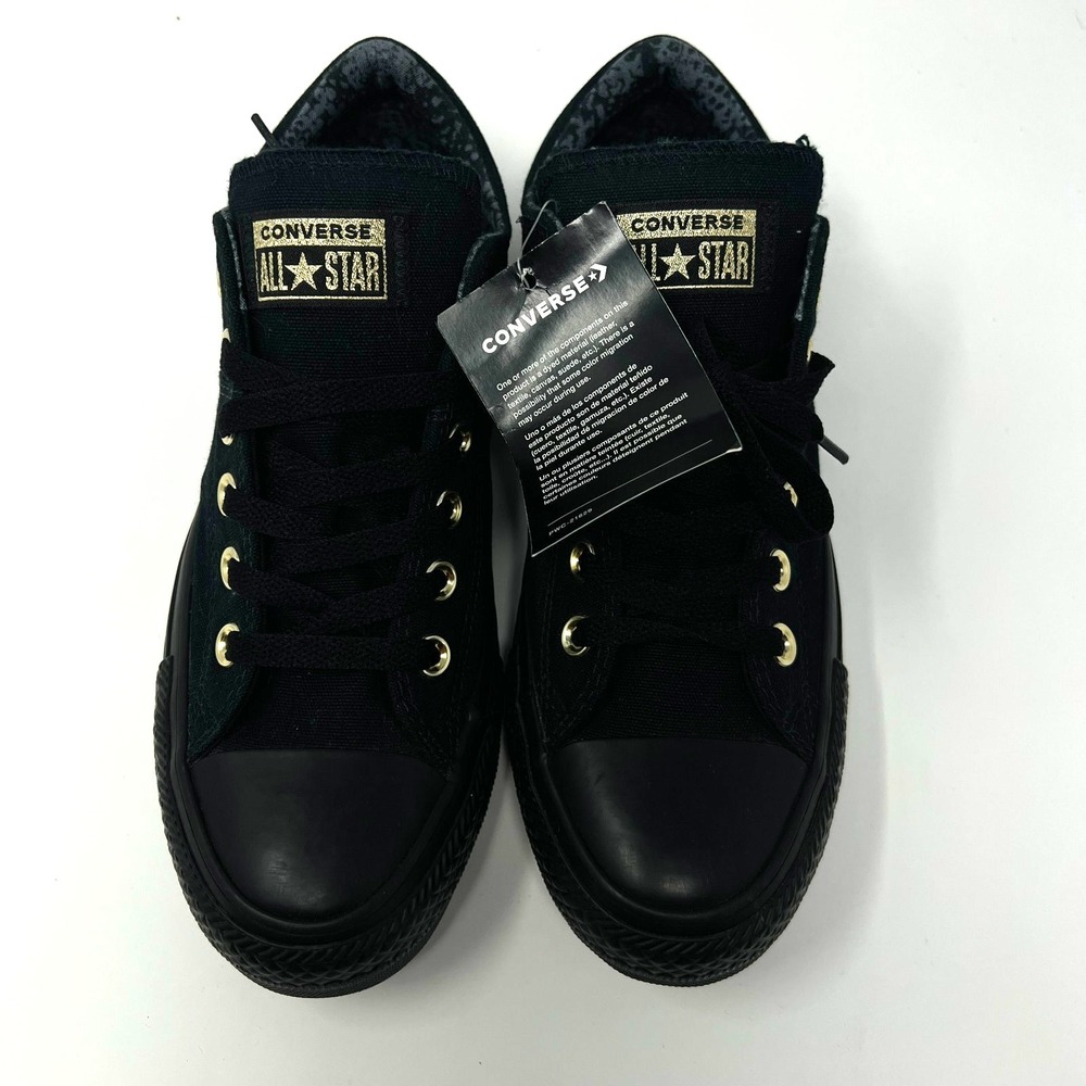 Converse CTAS Madison Low‎ Triple Black/Gold Women Size 8 "Black Mason" - Picture 10 of 10